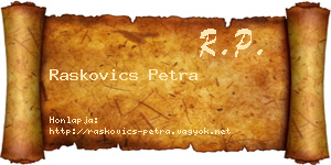Raskovics Petra névjegykártya